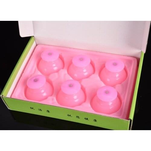 6pcs Pink Family Body Massage Helper Anti Cellulite Vacuum Silicone Cupping Cups Health Care Tool soft silica gel cupping device