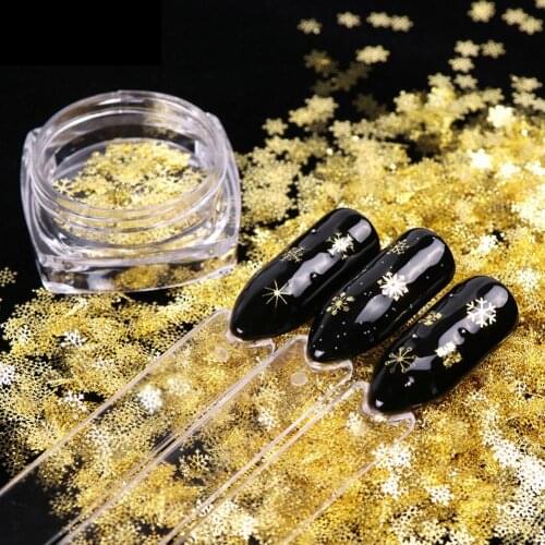 90Pcs/Box Christmas Golden Snowflake Nail Art Sequins Ultra-thin Manicure Decor UV Gel 3D Nail Decorations Perfect Nailart