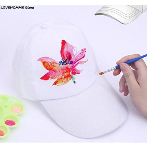 White Caps DIY Hand-painted Hip Hop Caps Blank Baseball Hat For Kids Party Decoration Gift Favors