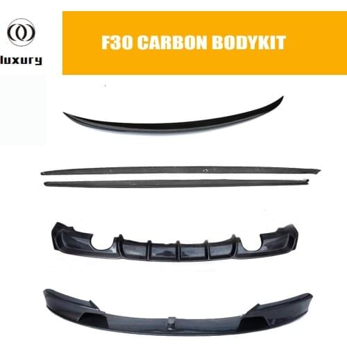 F30 Bodykit Carbon Fiber Side Skirt & Rear Diffuser & Rear Trunk Spoiler & Front lip for BMW F30 3 Series M-tech M-sport 12 - 16