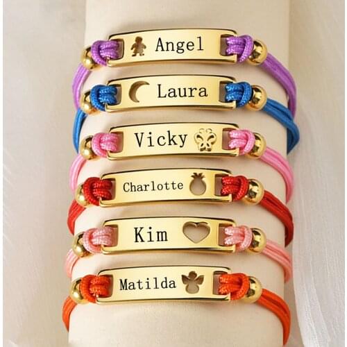 Fashion Letter Name Custom Color Rope Stainless Steel Love Boy Girl Bracelet Personalized Customize Couples Jewelry Wholesale