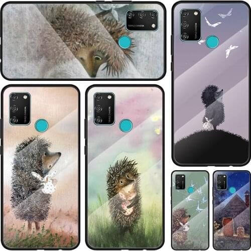 Hedgehog In The Fog Tempered Glass Cover For Honor 30 20 10 9X 8X Lite Pro Plus Silicone Phone Case Coque Shell