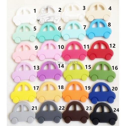 Chenkai 50PCS BPA Free Safe Silicone Car Teether DIY Baby Pacifier Dummy Teething Chewable Pendant Nursing Toy Accessories