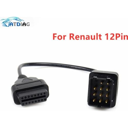 For RE-NAULT 12 Pin 12Pin Male to OBD OBD2 OBDII 16 Pin 16Pin Female For re-nault 12pin cable female Connector Adapter OBD