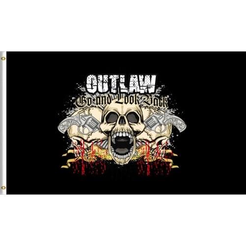OUTLAW Flag Cool Skeleton Digital Printing Flag 100D Polyester 3x5 Ft Pow Mia Flag For Advertising