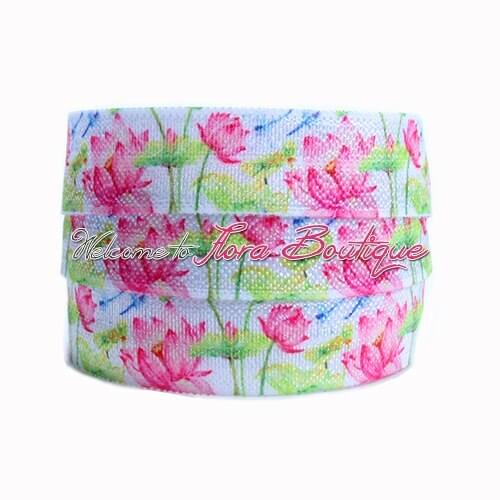 FLRA ElasticFree shipping high quality watercolor flower fold over elastic