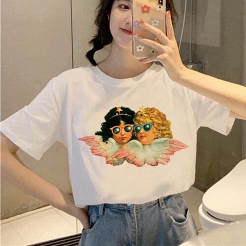 Cupid Angel Print T shirt Women Summer Cartoon Clothes Harajuku Tshirt Female Aesthetic Kawaii Fashion Top Tshirt Cute T-Shir