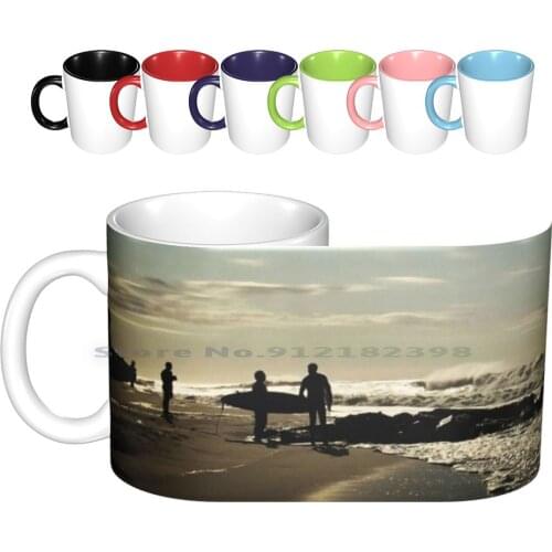 Surf Crowd Ceramic Mugs Coffee Cups Milk Tea Mug Beach Surf Surfboard Surfers Sunlight Clouds Angela Morning Athletes Adventure