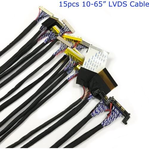 15pcs LVDS cable kit 10-65inch 20pin 30pin 40pin 51pin 6bit 8bit Commonly used screen cable for TV repair modification