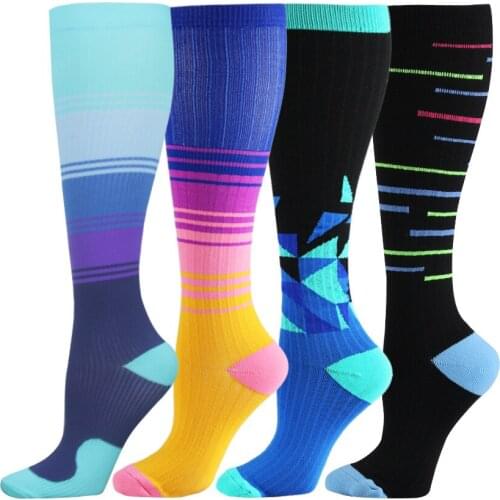 Unisex Compression Stockings Nursing Sport Leg Pressure Nylon Running Animals Fruits Women Men Compression Happy Socks