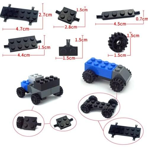 Building Blocks City Classic Cars Wheel Shaft Plate Compatible All Brands Technical Accessories Racing Car MOC parts Bricks