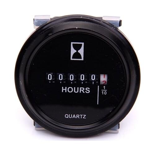 100-250VAC Round Quartz Hour Meter Gauge For Boat Car Truck Engine