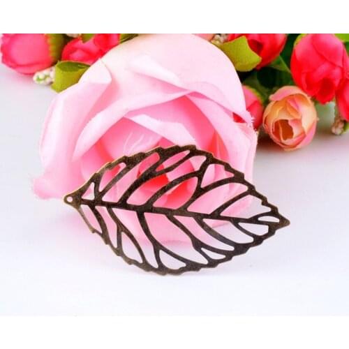 MIAOCHI Retail 5Pcs Antique Bronze Filigree Leaf Charm Jewelry Findings Pendants 6.4x3.7cm F0388