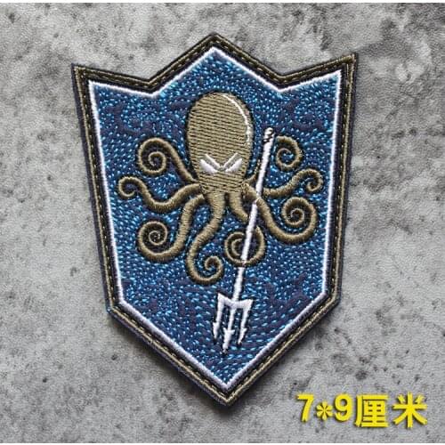 Custom American embroidery Trident octopus velcro patch sticker army armband patch Can be cutomized with your logo