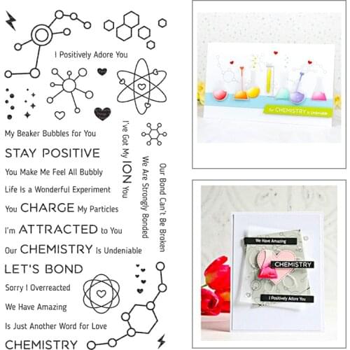 2020 New Words Chemistry Clear Stamps Set Heart Love and Background Metal Cutting Dies Heart Scrapbooking For Crafts Card Making