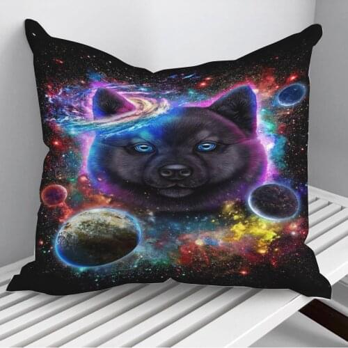 Akita Dog in Space Galaxy Throw Pillows Cushion Cover On Sofa Home Decor 45*45cm 40*40cm Gift Pillowcase Cojines Dropshipping