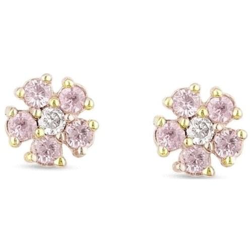 New 925 Silve Design Tiny Flower Earring Studs Dainty Cute Pink White CZ Flowers Minimal Delicate Earring Women Girl Cz Jewelry