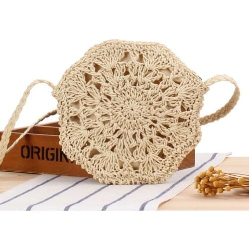 2021 Rattan Woven Round Women Straw Bag Summer Beach Bag Woman Shoulder Messenger Brown Beige Bags Crossbody Straw Shopping Bag