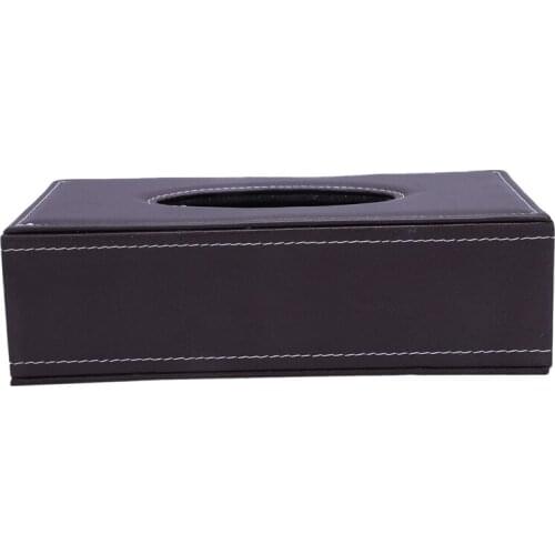 Portable Leather Rectangular Tissue Cover Box Holders Case Pumping Paper Hotel Home Car Gift Brown