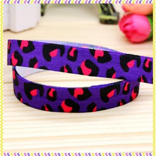 DHK 5/8'' 5yards Fold Elastic FOE leopard printed headband headwear hair band diy decoration OEM Wholesale E79