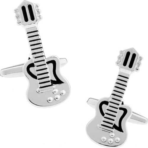 Luxury Men Silvery Guitar Cufflinks High Quality Lawyer Groom Wedding Cufflinks For Mens Shirt Cuff Links French Jewelry