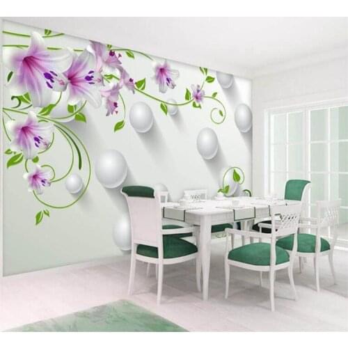 3D Purple Lilies Flower Mural Photo Wallpapers Roll for Living Room Home Wall Decor Lily Floral Wallpaper Wall 3 d papel pared
