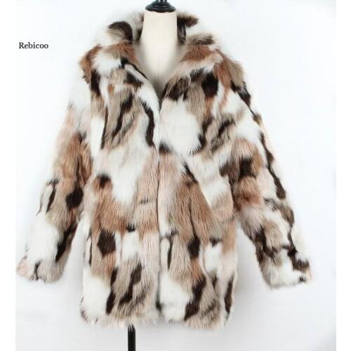 Plus Size Women Faux Fur Coat Long Women Coat Fashion Warm Soft Leopard Print Women Jacket Female Overcoat Autumn Winter New