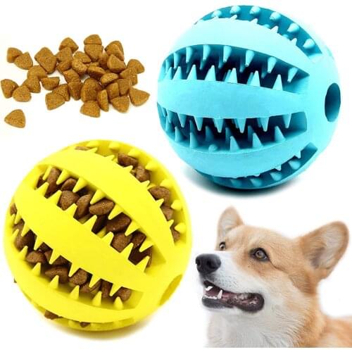 Dog Ball Toys for Pet Tooth Cleaning/Chewing/Playing IQ Treat Ball Food Dispensing Toys of 1 Pack Non-Toxic Soft Rubber Ball