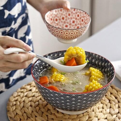 4 Pcs / Set Ceramics Tablespoon Soup Spoon Large Size Porcelain Tableware Underglaze Color CZY1030-4S