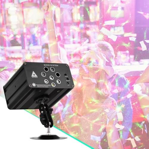 Aurora Strobe Stage Light 128 Combinations 8 Holes RGBW Sound Activated for Music Show DJ Stage Bar Disco Live Show