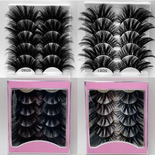 Thick long 25mm false eyelashes 5 pairs set reusable handmade fake lashes eye makeup accessory with retail packing 3 sets /lot