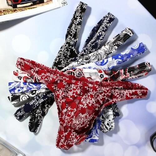 5 Mens Sexy Briefs Male Pants Pouch Clothing Underwear Lace Mesh G-string Thongs Panties Briefs Underpants G-Strings Men HT052