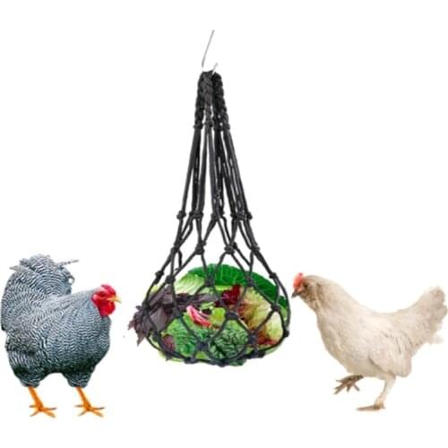 Chicken Net Bag Veggies Skewer Cabbage Holder Rope&Metal Hanging Feeder Net Bag Foraging Toys