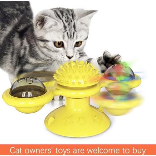 Windmill cat toy turntable teasing interactive cat toy and catnip interactive cat scratching tickle pet ball toy cat supplies