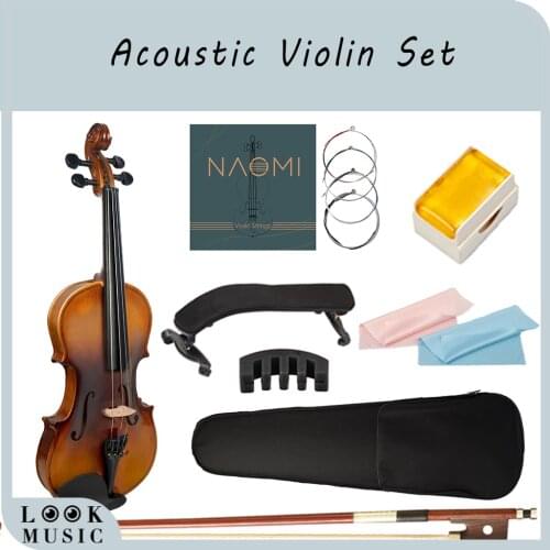 Standard Violin Fiddle Handcrafted Maple Wood W/ Carrying Case Violin Bow Rosin Beginner Student Use Violin