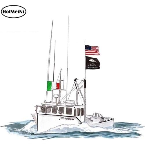 HotMeiNi 13cm x 11.1cm Tuna Fishing Boat Printed Vinyl Decal Sticker Car Truck SUV Cooler Tumbler Decor Car Accessories