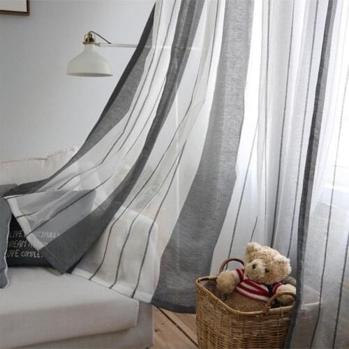Curtains Simple Striped Style Plain Curtain Window Gauze For Living Room Bedroom Study