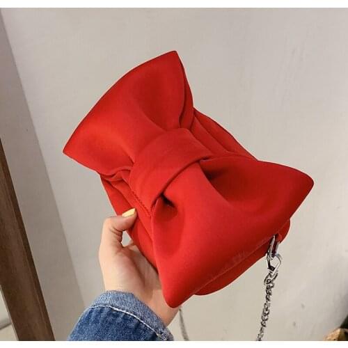 Ladies Vintage Nylon Bow Bags Women 2021 Fashion Branded Chain Crossbody Hand Bag Lady Trend Handbags and Purses