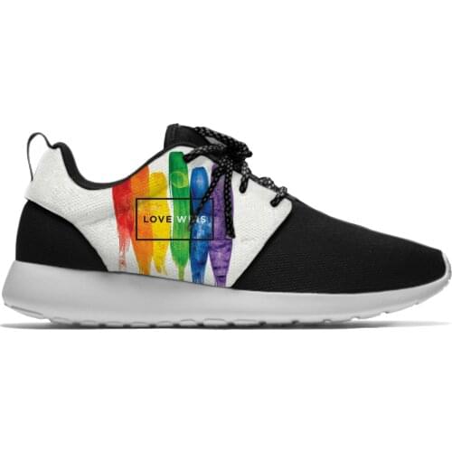 Love wins rainbow retro Vintage Lightweight Sport Running Mesh Shoes Men Women Casual Breathable Sneakers
