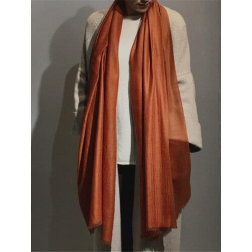 Super large size 100% goat cashmere women solid thin scarfs shawl pashmina 100x200cm orange 2color