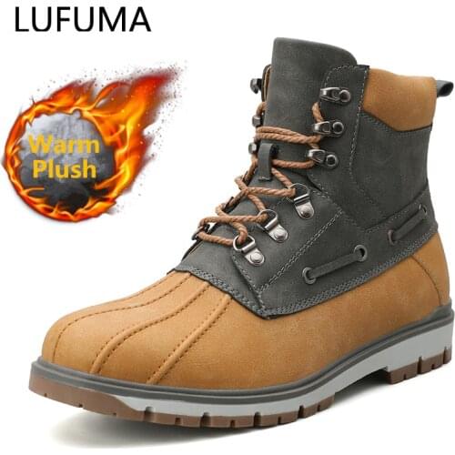 Winter Boots Men Genuine Leather Casual Boots Male Ankle Snow Boots Waterproof Men Warm Plush Sneakers Big Size 38-46# Boots Men