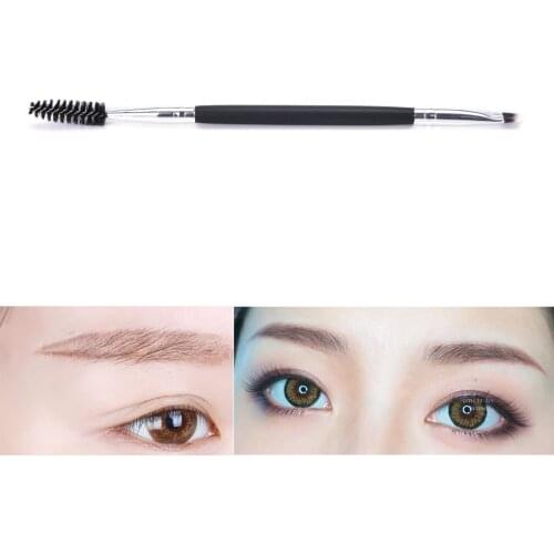 1pc Bamboo handle double eyebrow brush + eyebrow comb makeup brush Multi-Functional Makeup tools