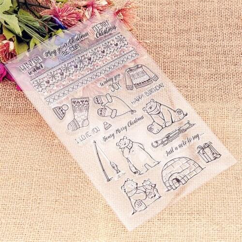 13*21CM Bear Toy Transparent Clear Stamps / Silicone Seals Roller Stamp for DIY scrapbooking photo album/Card Making