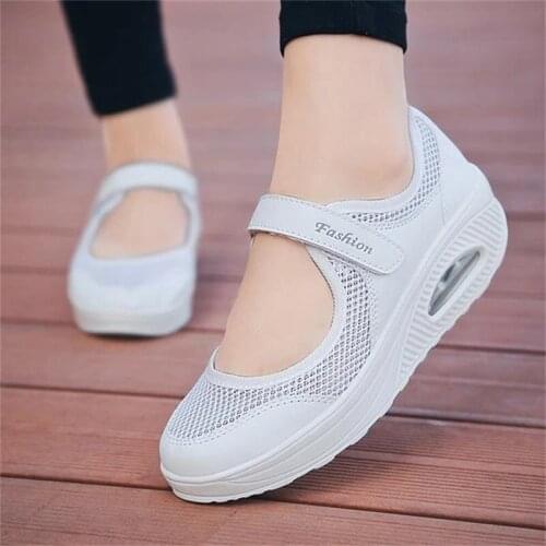 2021 Women Sandals Wedges Shoes Breathable Comfortable Female Platform Shoes Solid Color Hook Loop Waterproof Women Sandals Shoe