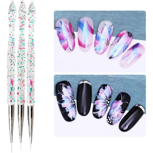 3pcs/set Gel Drawing Painting Nail Liner Brush Acrylic Nail Pen French Nail Mixed Color Gourd Handle Nail Art Diy Tools 2021