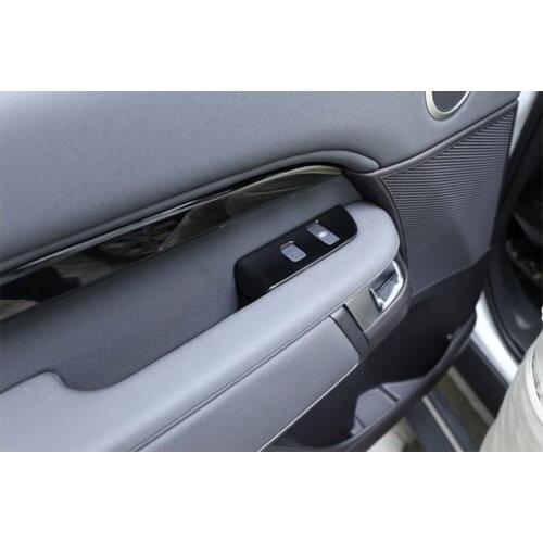 4pcs Gloss Black ABS Chrome Child Safety Door Lock Switch Panel Cover Trim 2019-2021 For Land Rover Discovery 5