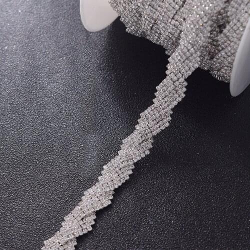 5yards/lot shiny good quanlity full rhinestones crystal trim appliques for wedding dress belt women jewelry decoration silver