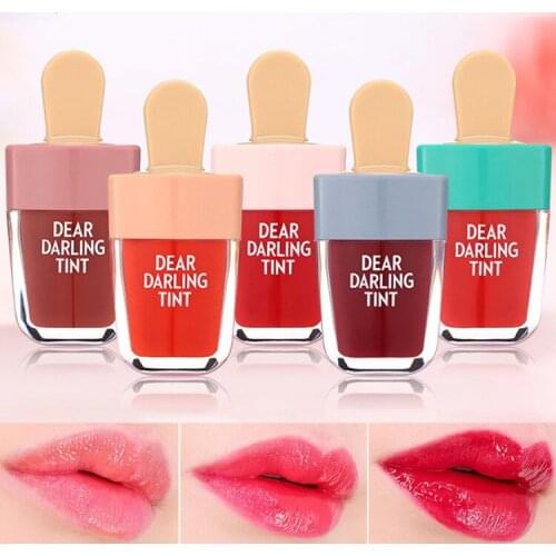 7ml Five Colors Ice Cream Fresh Fruits Lipstick MatteBalm Makeup Cosmetics Glaze Dye Lip Gloss Liquid Not Stick Cup