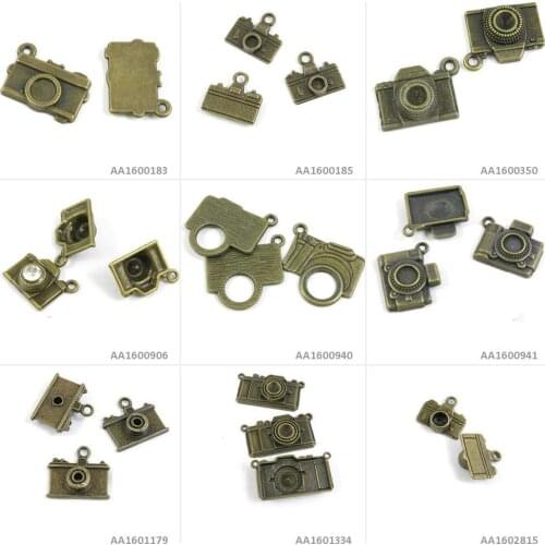 Antique Bronze Tone Jewelry Making Charms Camera SLR Bracelet Pendant Necklace
