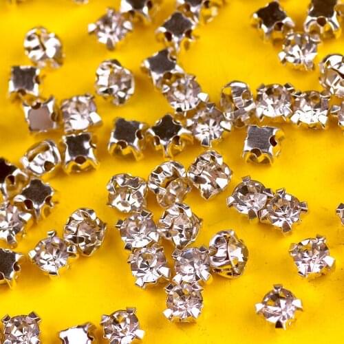 White Rhinestone For Clothes Decoration Stones And Crystals Strass Applique Flat Back Silver Claws Strass Crystals For Crafts